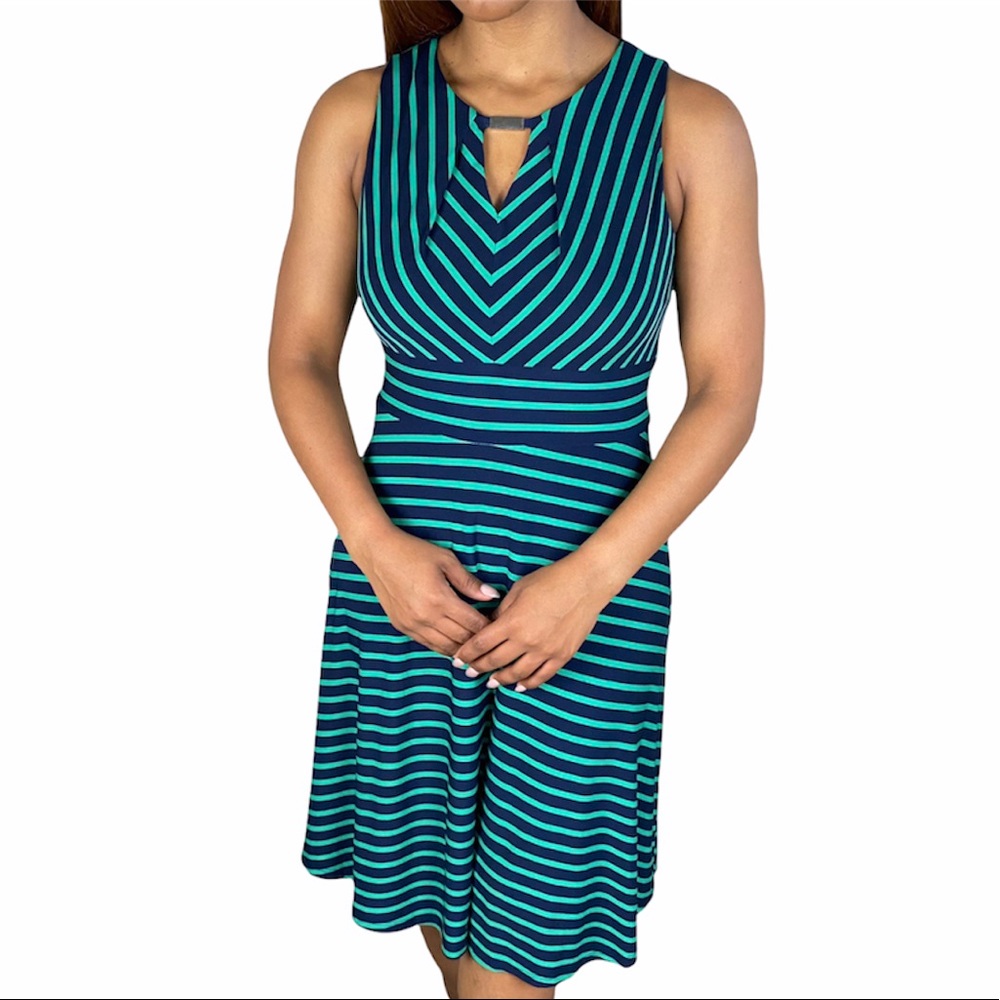 Liz Claiborne Blue & Green Striped Dress Women’s Size 4